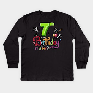 birthday shirt 7 yers girl or boy Kids Long Sleeve T-Shirt